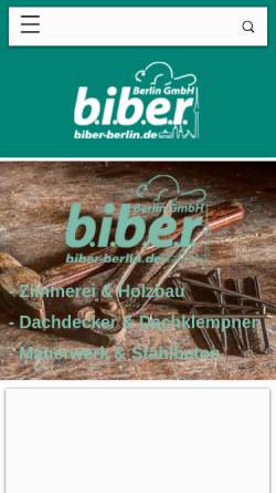 Vorschau der mobilen Webseite www.biber-berlin.de, Biber-Zimmerei und Bauträger GmbH