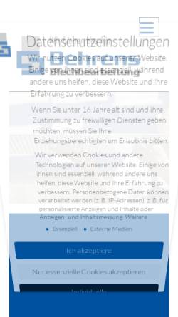 Vorschau der mobilen Webseite www.behrens-blech.de, Behrens Blech GmbH