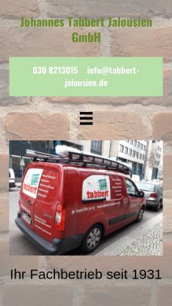 Vorschau der mobilen Webseite www.tabbert-jalousien.de, Tabbert Jalousien GmbH