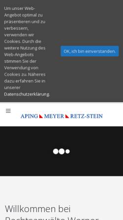Vorschau der mobilen Webseite rechtkurz.de, Aping, Meyer, Retz-Stein