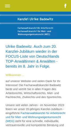 Vorschau der mobilen Webseite kanzlei-badewitz.de, Badewitz Ulrike