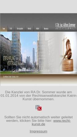 Vorschau der mobilen Webseite www.ra-dr-sommer.de, Dr. Sommer