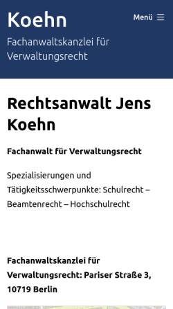 Vorschau der mobilen Webseite kanzlei-koehn.de, Kanzlei Koehn - Rechtsanwalt