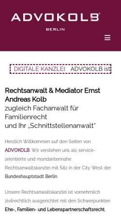 Vorschau der mobilen Webseite www.advokolb.de, Kolb Ernst Andreas
