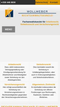 Vorschau der mobilen Webseite www.anwaltskanzlei-wollweber.de, Wollweber Christel