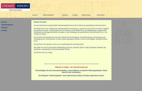 Vorschau von www.patent-cremer.de, Cremer & Cremer