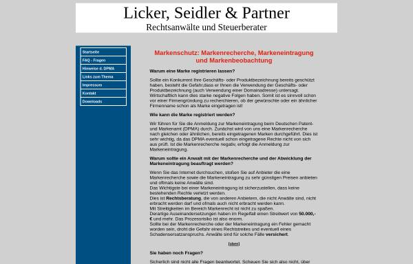 Vorschau von www.markenschutz.org, Kanzlei Licker, Seidler & Partner