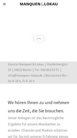 Vorschau der mobilen Webseite www.manquen-lokau.de, Berliner Kanzleien