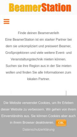 Vorschau der mobilen Webseite beamerstation.de, BeamerStation