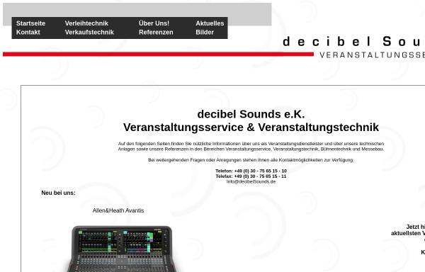 Vorschau von www.decibelsounds.de, decibel Sounds e.K. Veranstaltungsservice