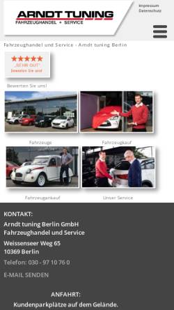 Vorschau der mobilen Webseite www.arndt-tuning.de, Arndt Tuning Berlin GmbH