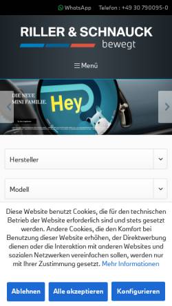 Vorschau der mobilen Webseite www.riller-schnauck.de, Riller & Schnauck GmbH - BMW Vertragshändler