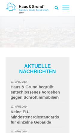 Vorschau der mobilen Webseite haus-und-grund-berlin.de, Haus & Grund Berlin