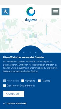 Vorschau der mobilen Webseite www.degewo.de, DEGEWO - Städtische Wohnungsbaugesellschaft