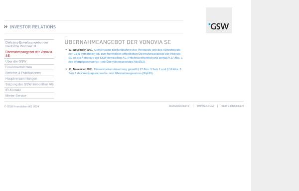 Vorschau von www.gsw.de, GSW - Gemeinnützige Siedlungs- und Wohnungsbaugesellschaft