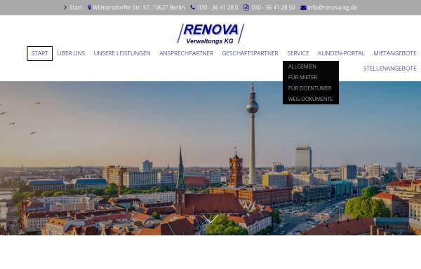 Vorschau von www.renova-kg.de, Renova Gesellschaft für Immobilien und Baubetreuung mbH & Co. Verwaltungs KG