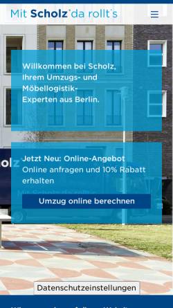 Vorschau der mobilen Webseite www.scholztransport.de, Scholztransport Umzüge und Logistik GmbH