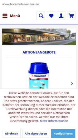 Vorschau der mobilen Webseite www.bootsladen-online.de, Bootsladen-Online