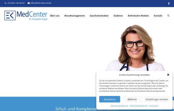 Vorschau von www.krippl.info, Dr. Elisabeth Krippl, diabetischer Fuss, Diabetes Mellitus, Wundbehandlung Wien
