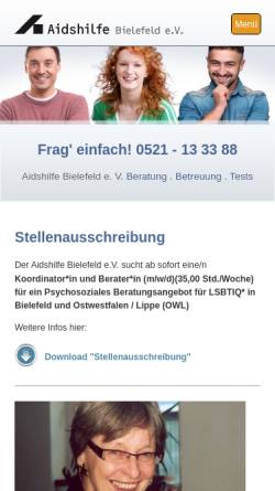 Vorschau der mobilen Webseite www.aidshilfe-bielefeld.de, AIDS-Hilfe Bielefeld