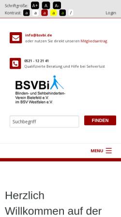 Vorschau der mobilen Webseite www.bsvbi.de, Bielefelder Blinden- und Sehbehindertenverein e.V.