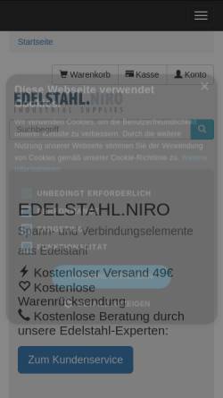 Vorschau der mobilen Webseite www.edelstahl-niro.de, Edelstahl-Niro