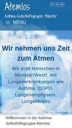 Vorschau der mobilen Webseite www.asthma-shg-atemlos.de, Asthma-Selbsthilfegruppe Atemlos