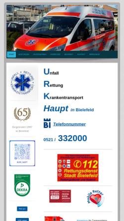 Vorschau der mobilen Webseite www.krankentransport-haupt.de, Unfall-Rettung-Krankentransport Ingelore Haupt (URK-Haupt)