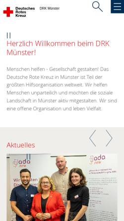 Vorschau der mobilen Webseite www.drk-muenster.de, Deutsches Rotes Kreuz, Kreisverband Münster e.V.