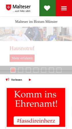 Vorschau der mobilen Webseite www.malteser-muenster.de, Malteser Hilfsdienst e. V. - Stadtverband Münster