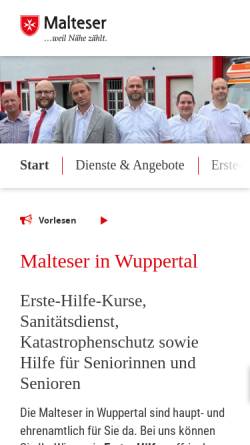Vorschau der mobilen Webseite www.malteser-wuppertal.de, Malteser Hilfsdienst e.V. Wuppertal