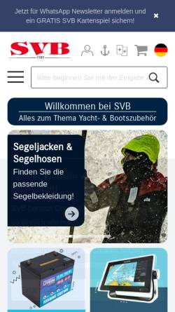 Vorschau der mobilen Webseite www.svb.de, SVB-Spezialversand für Yacht- und Bootszubehör GmbH
