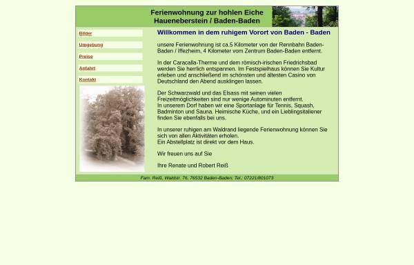 Vorschau von www.zurhohleneiche.de, Ferienwohnung zur hohlen Eiche