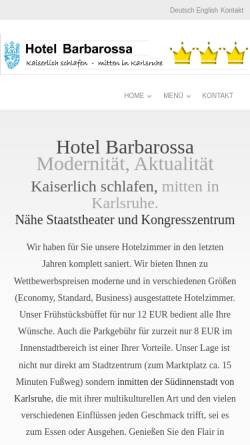 Vorschau der mobilen Webseite www.hotel-barbarossa-karlsruhe.de, Hotel Barbarossa