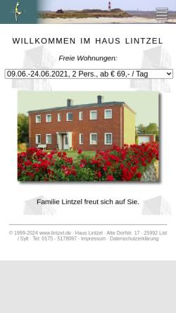 Vorschau der mobilen Webseite www.lintzel.de, Familie Lintzel