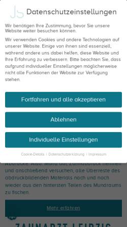 Vorschau der mobilen Webseite www.zahngesundheit-leipzig.de, Zahnarztpraxis Dr. med. dent. Jana Schutte