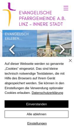 Vorschau der mobilen Webseite www.linzevang.com, Evangelische Pfarrgemeinde Linz-Innere Stadt
