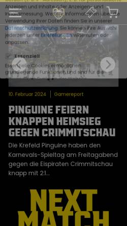 Vorschau der mobilen Webseite www.krefeld-pinguine.de, KEV Pinguine