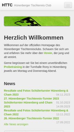Vorschau der mobilen Webseite www.httc.ch, TTC Hünenberg