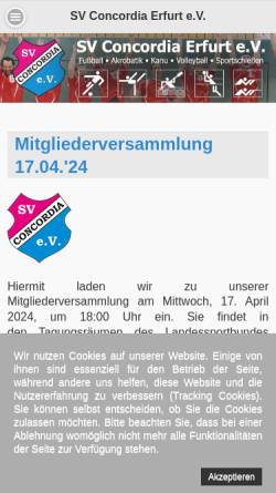 Vorschau der mobilen Webseite www.sv-concordia.de, SV Concordia Erfurt