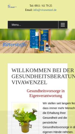 Vorschau der mobilen Webseite www.vivawenzel.de, Gesundheitsberatung Wenzel