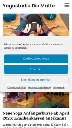 Vorschau der mobilen Webseite die-matte.de, Yogastudio Die Matte