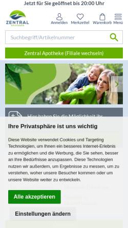 Vorschau der mobilen Webseite www.zentral-apotheke.de, Zentral-Apotheke