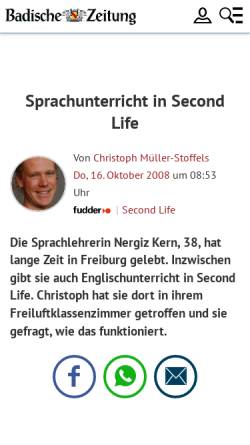 Vorschau der mobilen Webseite fudder.de, Sprachunterricht in Second Life