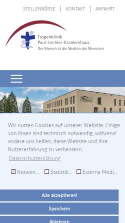 Vorschau der mobilen Webseite www.tropenklinik.de, Tropenklinik Paul-Lechler-Krankenhaus