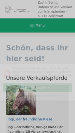 Vorschau der mobilen Webseite www.deister-reitsport.de, Islandpferde aus dem Deister