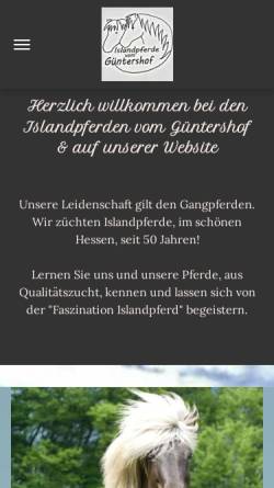Vorschau der mobilen Webseite www.islandpferde-vom-guentershof.de, Islandpferde vom Güntershof