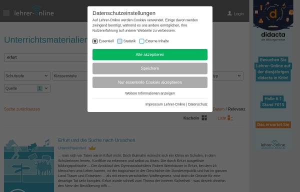 Vorschau von www.lehrer-online.de, Lehrer-Online: Erfurt und die Suche nach Ursachen