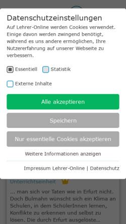 Vorschau der mobilen Webseite www.lehrer-online.de, Lehrer-Online: Erfurt und die Suche nach Ursachen