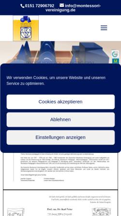 Vorschau der mobilen Webseite www.montessori-vereinigung.de, Montessori Vereinigung e.V.